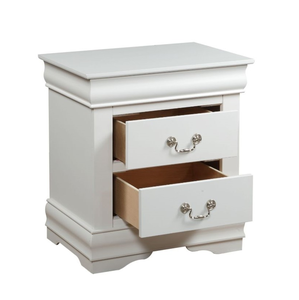 Traditional Modern Classic <b>White</b> Finish 2-Drawers Nightstand Wooden Bedroom Furniture for Apartment & Hotel Use - Product Image 2