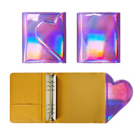 Carnet de notes/agenda en cuir PU coloré A5/A6 à trois anneaux, pliable en trois, en forme de cœur, pour le bureau ou comme cadeau