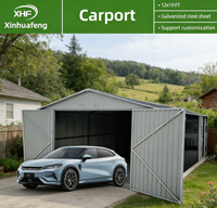 Garage de voiture moderne portable en acier, 12x19 pieds, double porte, étanche et durable, grand abri extérieur pour véhicules et outils, toutes saisons, bricolage
