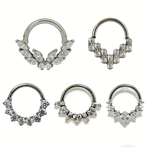 Piercing per Naso <span class=keywords><strong>in</strong></span> Lega di Titanio 8/10mm, Orecchino a Perno, Gioiello per Piercing a <span class=keywords><strong>Bocca</strong></span> Chiusa con Zirconi - Product Image 1