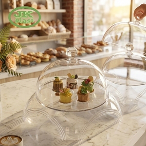 Dôme de service moderne <span class=keywords><strong>en</strong></span> plastique PET haute transparence, forme <span class=keywords><strong>cloche</strong></span>, pour la conservation des aliments, anti-poussière, empilable, pour comptoir, restauration, boulangerie - Product Image 2