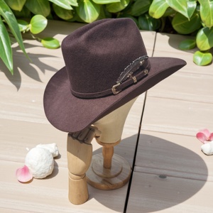 Sombrero Fedora personalizado de lana 100% de alta calidad para hombres, fieltro liso estilo vaquero con ala ancha para deportes, uso Formal, imagen lista para fiestas - Product Image 3