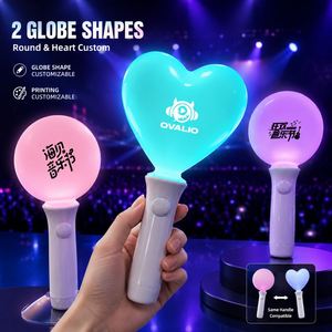 Factory Custom Modern Silk Screen Printed Acrylic LED Light <b>Stick</b> Heart Shape Dome 433MHz Wireless Remote Control Concert - Product Image 4