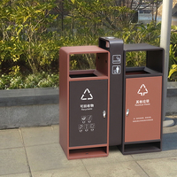 Cubo de basura de reciclaje de fabricación OEM Cubo de basura de calle al aire libre Cubo de basura grande con cubierta superior para lluvia