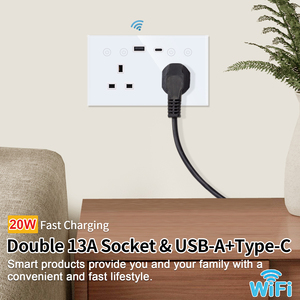 Großhandel UK Standard Custom Wall Doppel 13A Sockel & USB-A Typ C Zeitplan Timer Einstellung Glas Smart Wifi Touch Sockets - Product Image 4