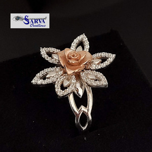 แหวนดีไซน์รูปดอกกุหลาบ925เครื่องประดับเงินสเตอร์ลิงแหวนปรับแต่งเครื่องประดับผู้ผลิต sarva jaipur - Product Image 2