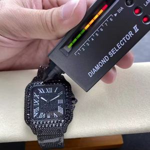 Reloj de Lujo para Hombre, Diseño Personalizado, Fabricación Directa de Fábrica, Totalmente Negro, Moissanita, Acero Inoxidable, Sumergible, Analógico, para Negocios - Product Image 6