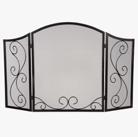 Écran de cheminée décoratif robuste Zhongpin noir moderne à 3 panneaux, forme antique, best-seller, revêtement poudré