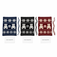 Pull-over col rond à manches longues en jacquard bleu marine motif flocon de neige pour femme, personnalisable OEM, vente en gros OEM ODM