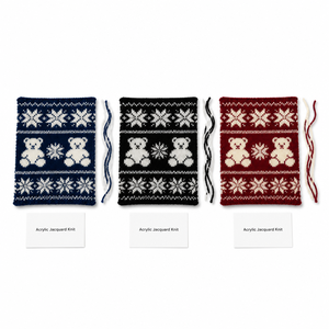OEM Custom Women Navy Blue Jacquard <strong>Teddy</strong> <strong>Bear</strong> Snowflake Crew Neck Long Sleeve Pullover Sweater Wholesale OEM ODM - Product Image 3