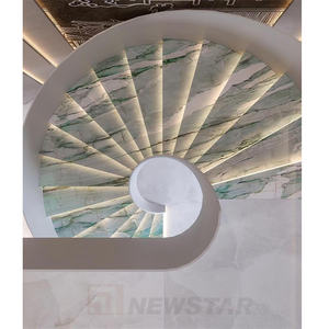 Newstar Luxe Villa Hotel Op Maat Gemaakte Trappenmaat Witte Marmeren Trappen Marmeren Vloer Trappen Luxe Stenen Trappen - Product Image 6