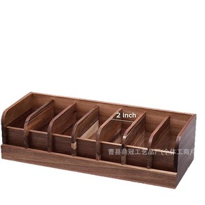 Caja de almacenamiento de madera con divisiones, tipo rectangular vertical, para cinturones, corbatas y accesorios, organizador de gabinete - Product Image 2