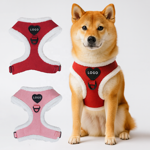 Pas de traction personnalisé rouge rose couleur <span class=keywords><strong>polaire</strong></span> chien de compagnie Arnes collier laisse arc ensemble en gros Non Stop doublé rembourré Sherpa harnais - Product Image 1