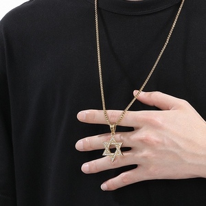 Mới nhất ngôi sao của <span class=keywords><strong>David</strong></span> Iced ra sáng bóng Zircon Mặt dây chuyền không thấm nước hình lục giác <span class=keywords><strong>Solomon</strong></span> hip hop vài vòng cổ - Product Image 4