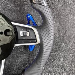 Volante Deportivo de Cuero y Fibra de Carbono en Oferta para Modelos Volkswagen VW Golf 7 <span class=keywords><strong>GTI</strong></span> Golf R MK7 <span class=keywords><strong>Polo</strong></span> <span class=keywords><strong>GTI</strong></span> Jetta con Botón de Claxon - Product Image 3