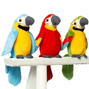 Yicheng 9 'loro parlante 3 colores repetir muñeco de peluche bebé hablar de nuevo loro guacamayo relleno y peluche Animal con alas