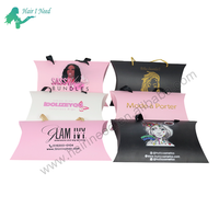Boîte d'oreiller en papier d'emballage de perruque avec logo personnalisé Paquets de cheveux vierges humains de luxe Boîtes d'oreiller de perruque tissée pour emballage d'extension de cheveux