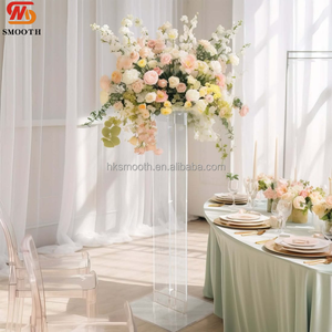 SMOOTH <b>Tall</b> Flower Stand Pillar Pedestal Transparent Acrylic Floral Plinth <b>Table</b> Centerpiece Event Decor - Product Image 1