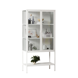 Meuble de rangement d'angle <span class=keywords><strong>en</strong></span> métal grand format KD Israel, <span class=keywords><strong>en</strong></span> promotion, avec portes <span class=keywords><strong>en</strong></span> métal et <span class=keywords><strong>en</strong></span> <span class=keywords><strong>verre</strong></span>, servant de buffet, de credenza ou de bibliothèque - Product Image 1