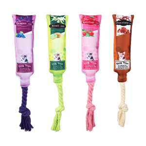 Jouet à mâcher pour animaux de compagnie japonais, ketchup, moutarde, jouet à mâcher pour chat/chien, résistant à l'eau, corde à mâcher en peluche avec nœud - Product Image 1