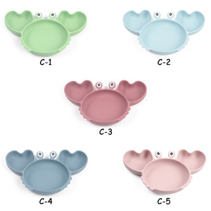 Juego de Vajilla Infantil de Silicona Personalizado, Diseño de Cangrejo, Nueve Piezas, Tazón, Cuchara, Tenedor, para Alimentación - Product Image 2