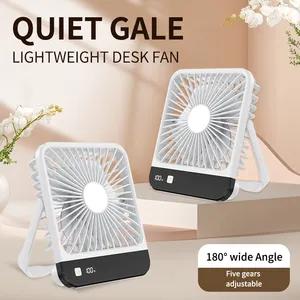 2024 Portable Mini USB LED Display Desk Fan Custom Logo Rechargeable Travel Fan Cooling Features Small Size Electric Battery