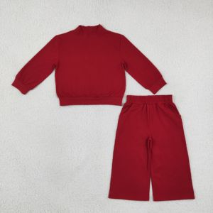 Conjunto de 2 Piezas para Niñas RTS, Sudadera de Manga Larga y Pantalones Anchos, Chándal Informal Sólido - Product Image 4