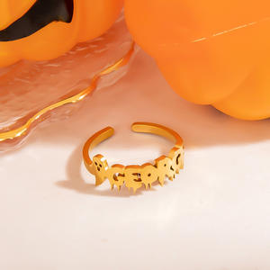 Fashion <b>Rings</b> Letter Shape 18K Gold Color Women's Halloween Jewelry U Shape <b>Plain</b> Design JZ21137 - Product Image 4