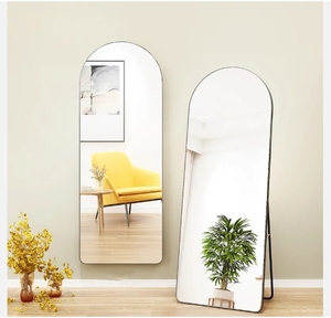 Miroir sur pied pleine longueur, arqué, cadre noir fin, pliable, pour chambre à coucher - Vente en gros - Product Image 3