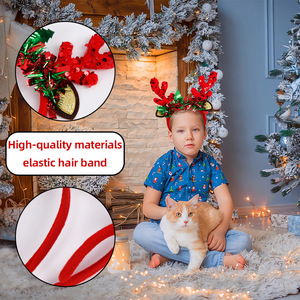 BF-41 nouveau Design noël rouge paillettes cerf cheveux bandeau chapeau pour la décoration <span class=keywords><strong>de</strong></span> fête <span class=keywords><strong>de</strong></span> noël - Product Image 3