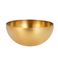 Grand saladier coréen en acier inoxydable doré, finition brossée, pour bibimbap et nouilles froides, fabrication chinoise, usage domestique
