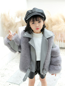 Nuova Giacca Moto alla Moda per Bambine con <span class=keywords><strong>Pelliccia</strong></span> di Volpe, Calda e Impermeabile, con Cerniera, Cappotto Invernale - Product Image 6