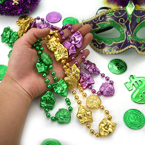بيع بالجملة حبات ماردي غرا بالجملة قلادة مطرزة بالخرز باللون الأرجواني والأخضر والذهبي ماردي غرا حبات كرات رمي - Product Image 4