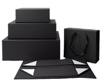 Scatola Rigida Magnetica Pieghevole di Lusso Nera con Logo Personalizzato Stampato per Confezioni Regalo, Vendita all'Ingrosso
