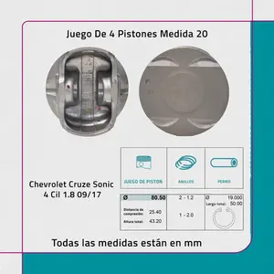 Juego de 20 Pistones para Chevrolet Cruze Sonic 4 Cilindros 1.8 2009-2017 - Product Image 1