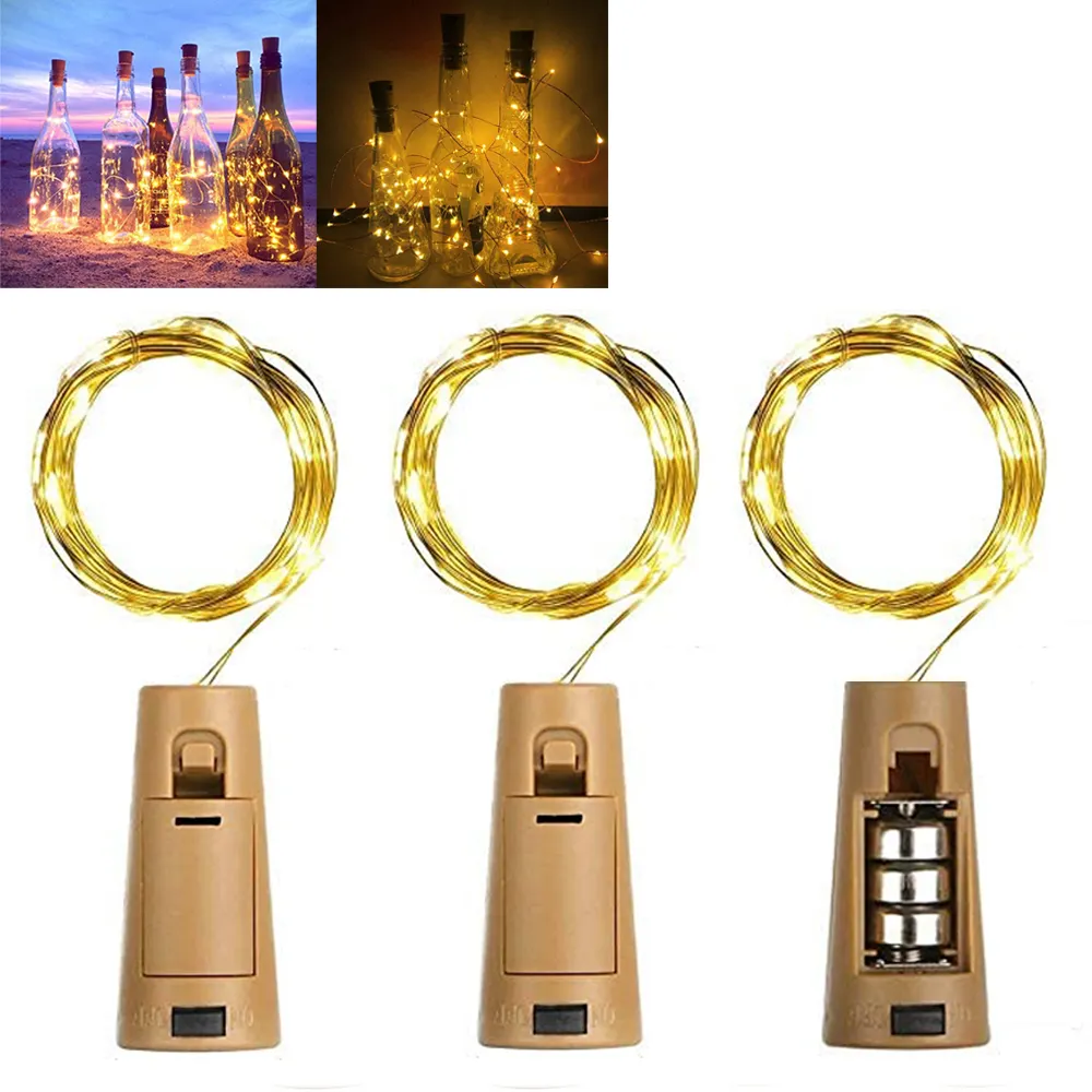 Bedroom Diy Party Gift Battery Powered Wine Bottle Christmas Decorations Mason Jar Cork Led Strip Light