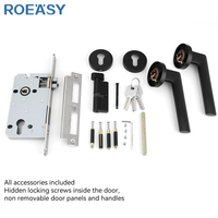 ROEASY Serrures fendues de porte à poignée à levier Serrures de chambre à coucher Serrures de porte en bois noir mat de conception simple et moderne en alliage de zinc