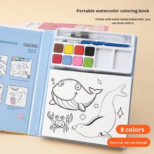 Acquerello piccolo quadrato libro di pittura <span class=keywords><strong>per</strong></span> bambini 24 <span class=keywords><strong>colori</strong></span> Non tossico a base d'acqua materiali libro da colorare - Product Image 2