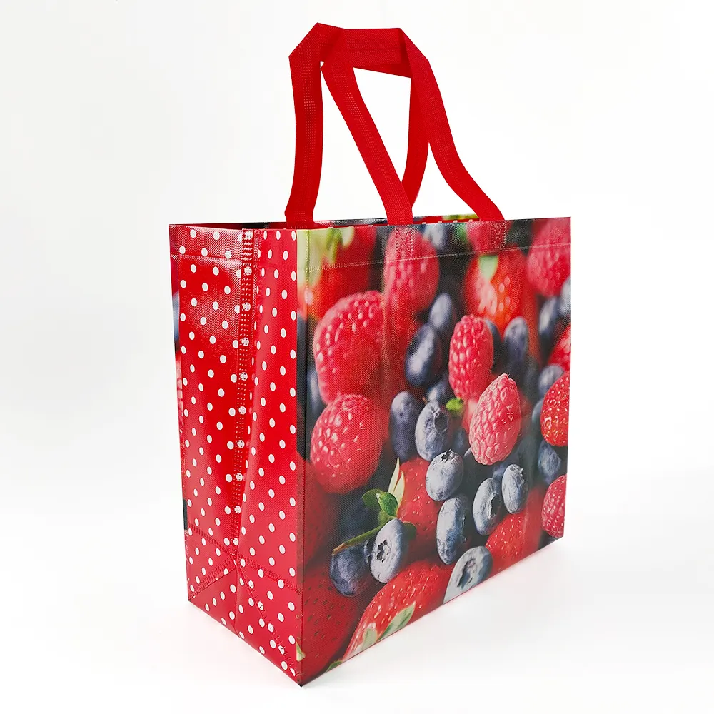 Réutilisable image non tissé laminé transporteur cadeau d'épicerie sacs à provisions