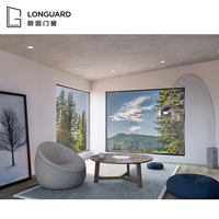 Vidriera Panorámica de Piso a Techo, Fija, Moderna, de Aluminio, con Marco Delgado y Vidrio Tintado, para Villas y Hoteles