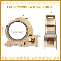 4-in-1 Roue de course sportive pour chat Cadre d'escalade en bois Litière pour chat Roue de fitness pour les chats d'intérieur Gratter