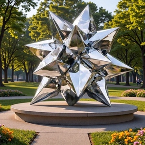 Scultura in Acciaio Inossidabile a Sfera Spinosa Lucidata a Specchio, Arte Moderna Astratta in Metallo, Adatta per Decorazioni Paesaggistiche Esterne e Parchi - Product Image 2