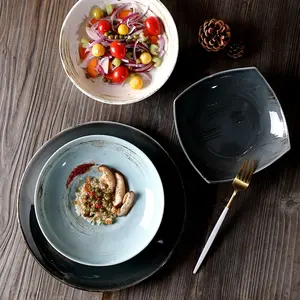 ספק סיטונאי סין מקצועי מלון מסעדת אוכל סט קייטרינג מזנון מזוגג צלחות קרמיקה כלי שולחן