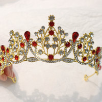 Diadème multicolore en strass, couronne en alliage robuste avec sertissage à griffes, accessoire de coiffure pour concours de beauté et compétitions scéniques, Tiaras De Cabelo