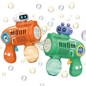 Mainan pistol gelembung sabun air menyala 21 lubang, mainan mesin gelembung otomatis listrik luar ruangan untuk anak-anak