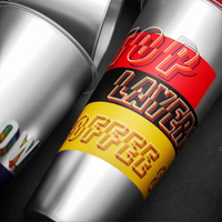 Gobelet à bulles jetable en plastique PP de 500 ml avec couvercles, logo personnalisé, design arc-en-ciel noir rigide pour jus, lait et café