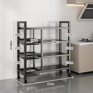 Factory Direct Multi-layered Household Storage Cabinet Microwave Stove Rack Kitchen Vegetable Basket Organizer <strong>Shelving</strong> Units Fo - Product Image 2