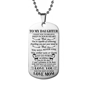 A mi hijo/hija amor mamá colgante de acero inoxidable letra negra collar familiar - Product Image 6