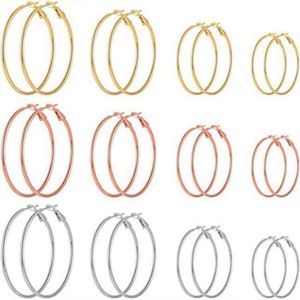 Boucles d'oreilles créoles rondes classiques en acier inoxydable chirurgical plaqué or de 30 à 60 mm, bijoux de <span class=keywords><strong>boucle</strong></span> d'oreille <span class=keywords><strong>pour</strong></span> <span class=keywords><strong>cartilage</strong></span> <span class=keywords><strong>pour</strong></span> mariages et fêtes - Product Image 3