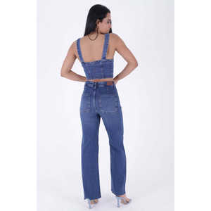 Jeans Palazzo Transpirables para Mujer, Detalle de Bolsillo Decorativo, Opciones de Cintura Baja y Alta, Estilo Boyfriend, Pierna Recta Ancha, Talla XL, Ajustados, Holgados - Product Image 4